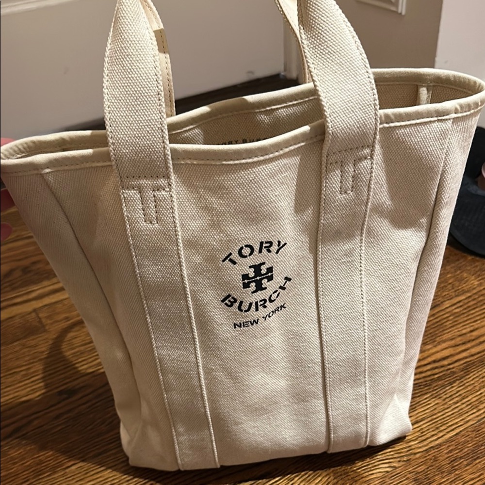 Tory Burch Ivory Canvas Tote